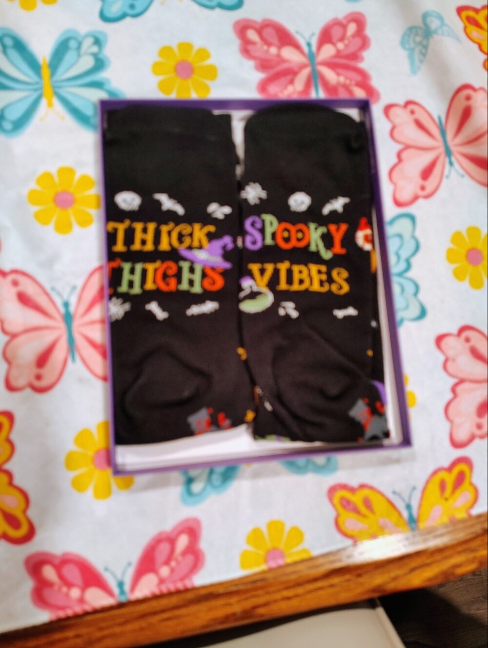 Spooky Vibes Black Men's Crew Socks - Halloween Graphic